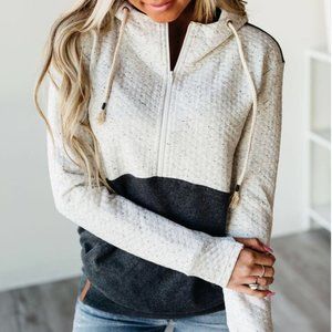 One & Only Half Zip Quilted Hoodie